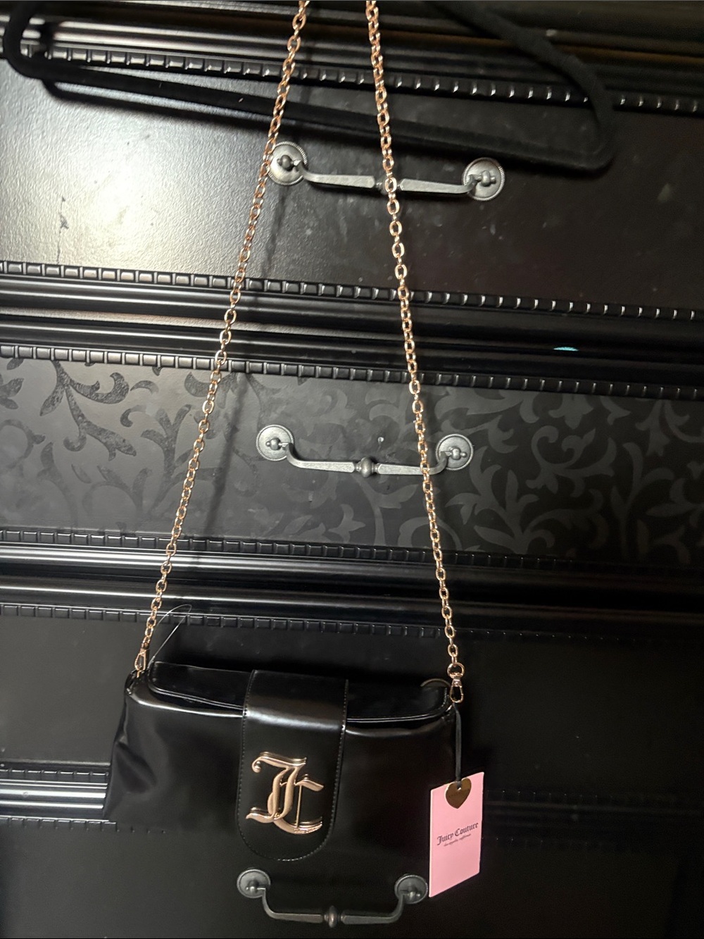 EXCLUSIVE Juicy Couture Black Mini Shoulder Bag with Gold Chain